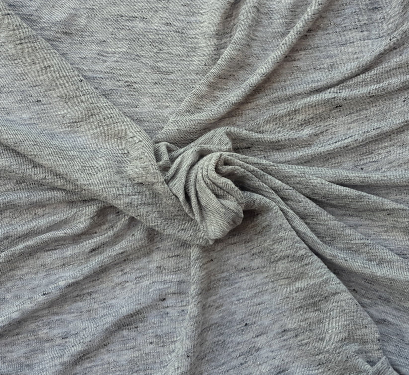 1 Yard Heather Gray Linen Jersey Fabric Lightweight Knit Material for Breathable Garments