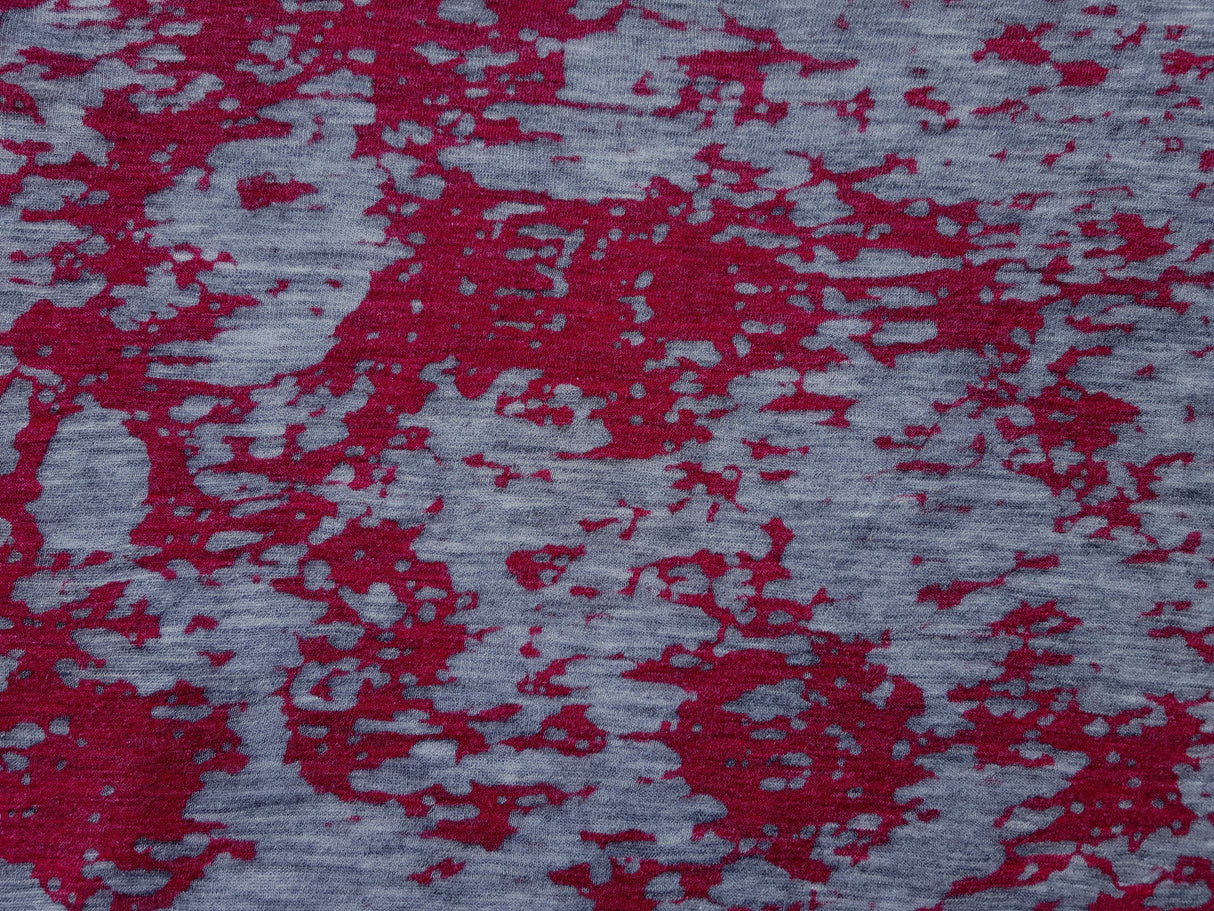 Burnout Jersey Cotton Blend Berry Splatter Print