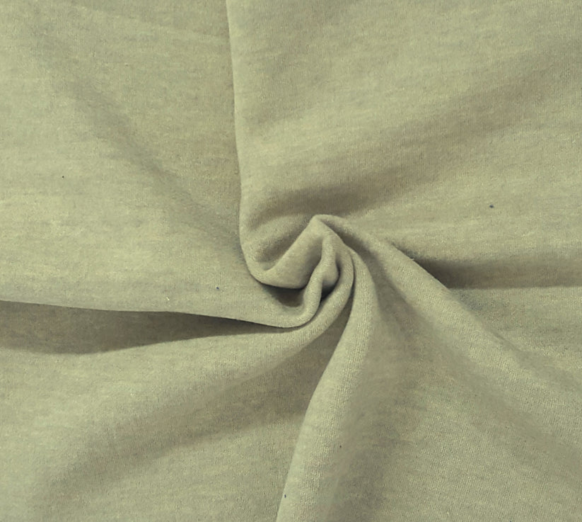 1 Yard Washed Green Cotton Blend Fleece Knit Fabric Warm Soft Brushed Sweatshirt Material