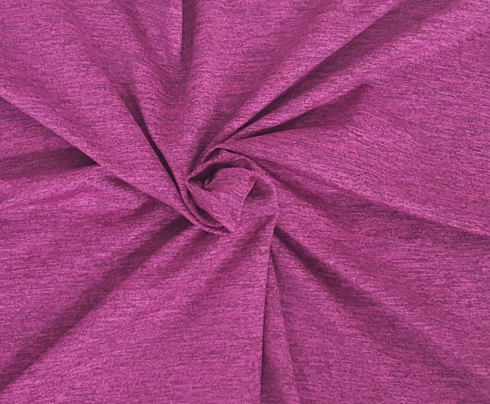 1 Yard Heather Magenta Poly Spandex Jersey Fabric for Activewear, Yoga, and Athleisure Projects