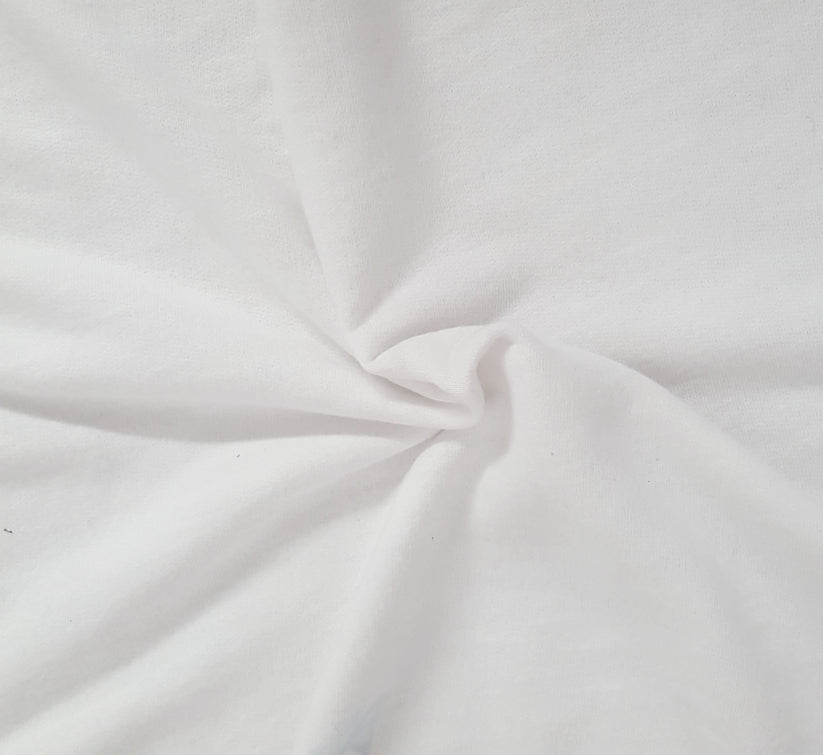 1 Yard White Pre Washed Cotton French Terry Knit Fabric Heavyweight Sweatshirt Material