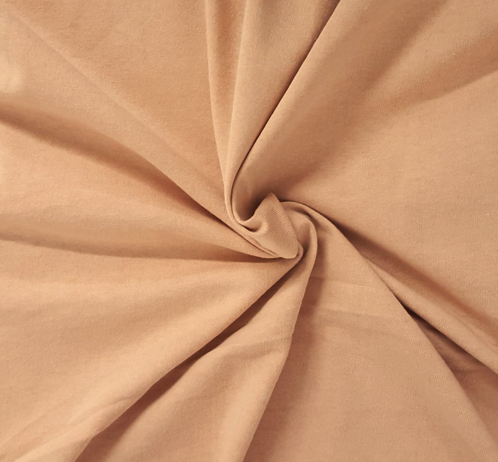 1 Yard Dusty Peach Cotton Jersey Knit Fabric Soft Breathable 210GSM Medium Weight