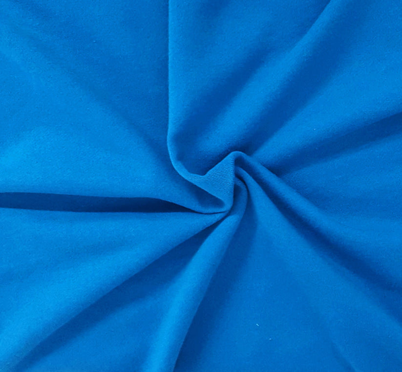 1 Yard Royal Blue Cotton French Terry Knit Fabric Midweight Soft Loop Back Knit for Hoodies, Sweatshirts and Loungewear.