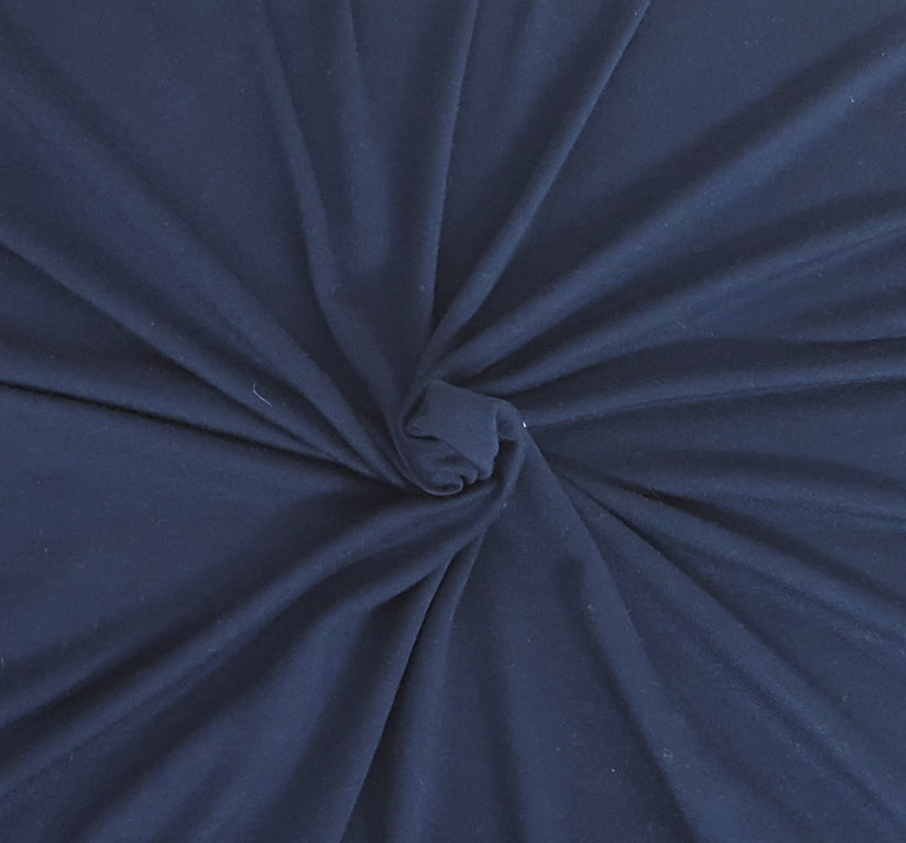 1 Yard Port Navy Modal Cotton Spandex Baby French Terry Fabric for Lightweight Hoodies and Loungewear