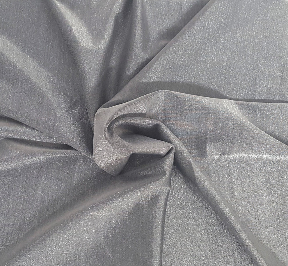 1 Yard Metallic Silver Poly Spandex Jersey Knit Fabric Shiny Stretch Lightweight