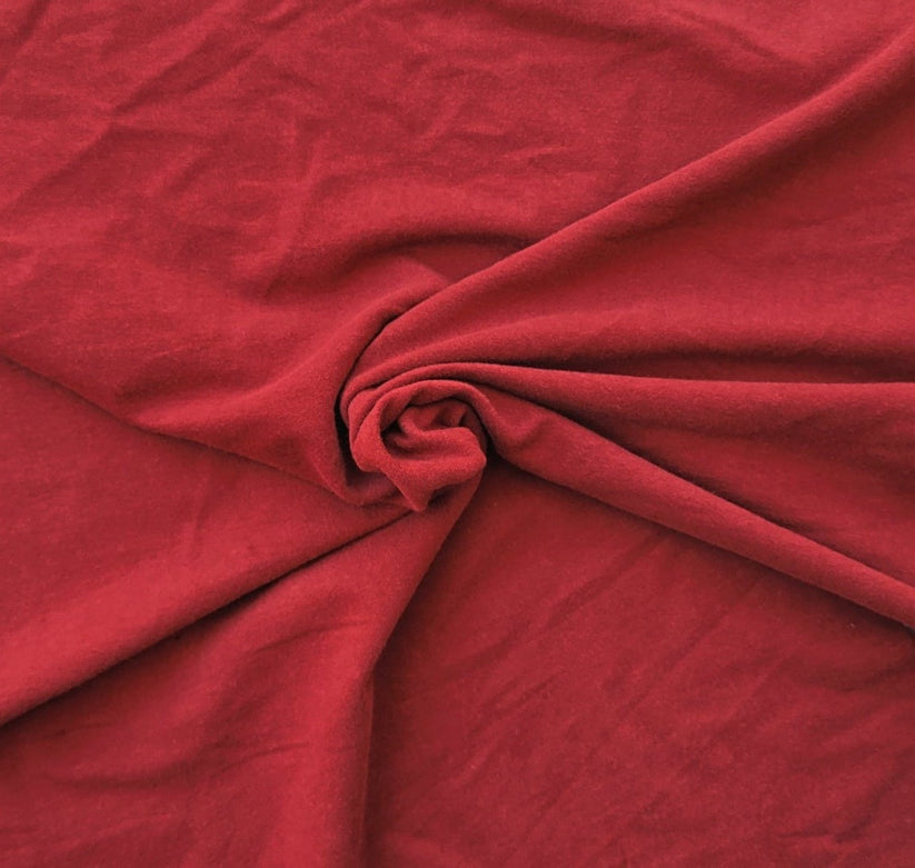 1 Yard Crimson Red Cotton Modal Spandex French Terry Fabric for Hoodies Joggers Athleisure