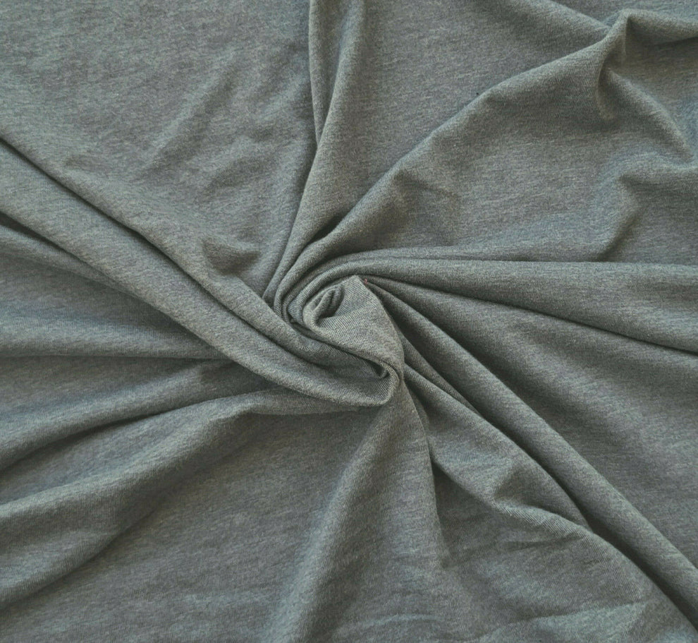 1 Yard Heather Gray Cotton Blend Jersey Fabric Soft, Lightweight & Breathable Knit Material