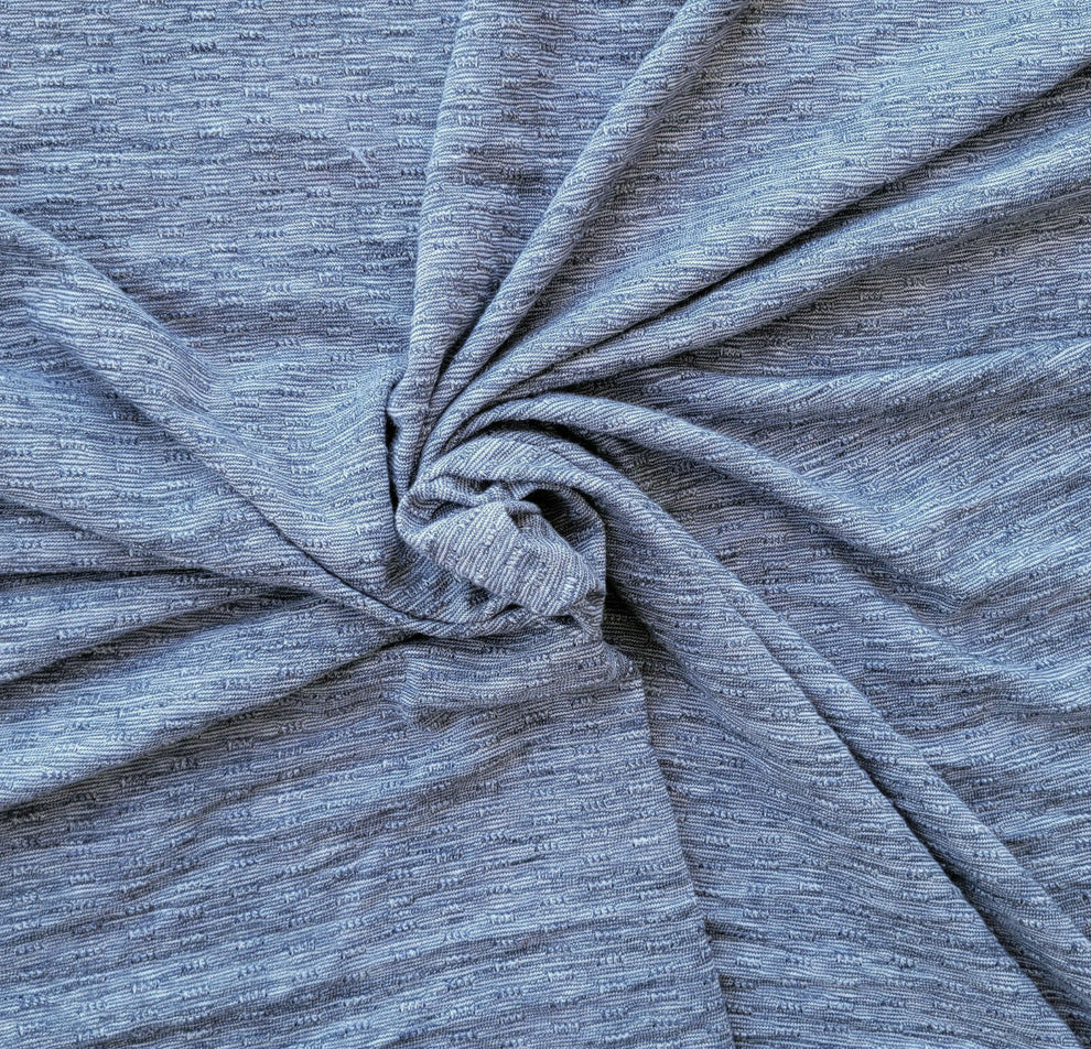 1 Yard Navy Modal Poly Jacquard Knit Fabric Textured Durable Stretch