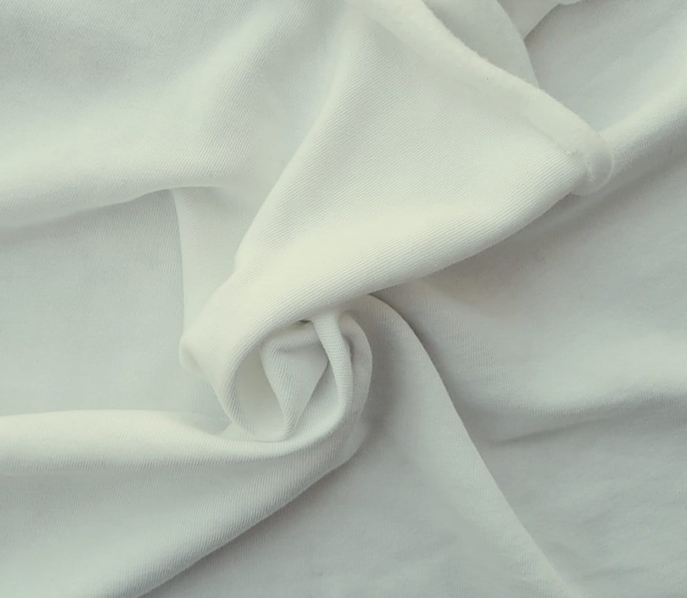 1 Yard Off White Cotton Fleece Knit Fabric Soft Warm 270 GSM
