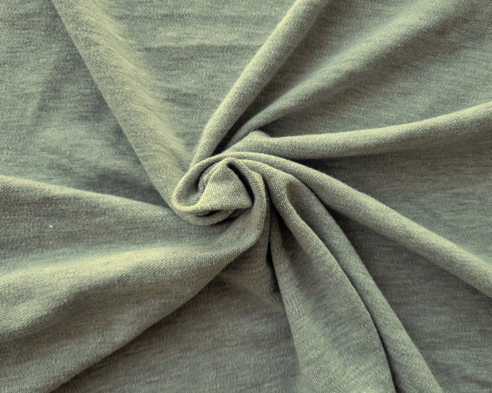 1 Yard Heather Gray 100% Cotton Pique Fabric Soft Durable Knit