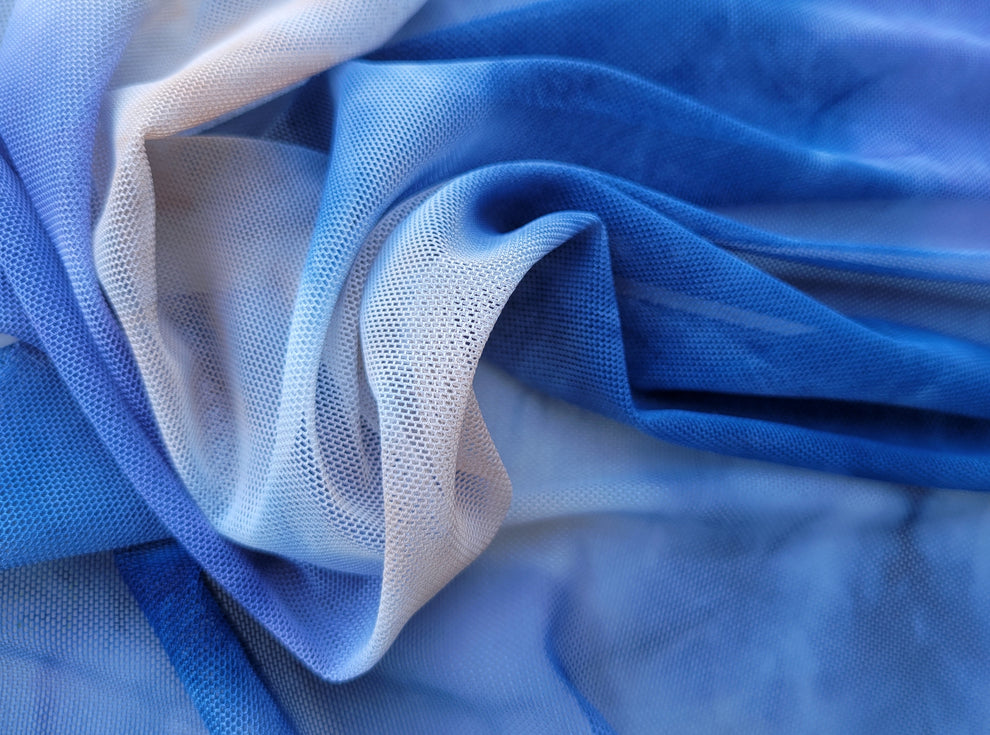 1 Yard Tie Dye Polyester Spandex Mesh Fabric for Swimwear, Costumes, Dancewear and DIY Projects