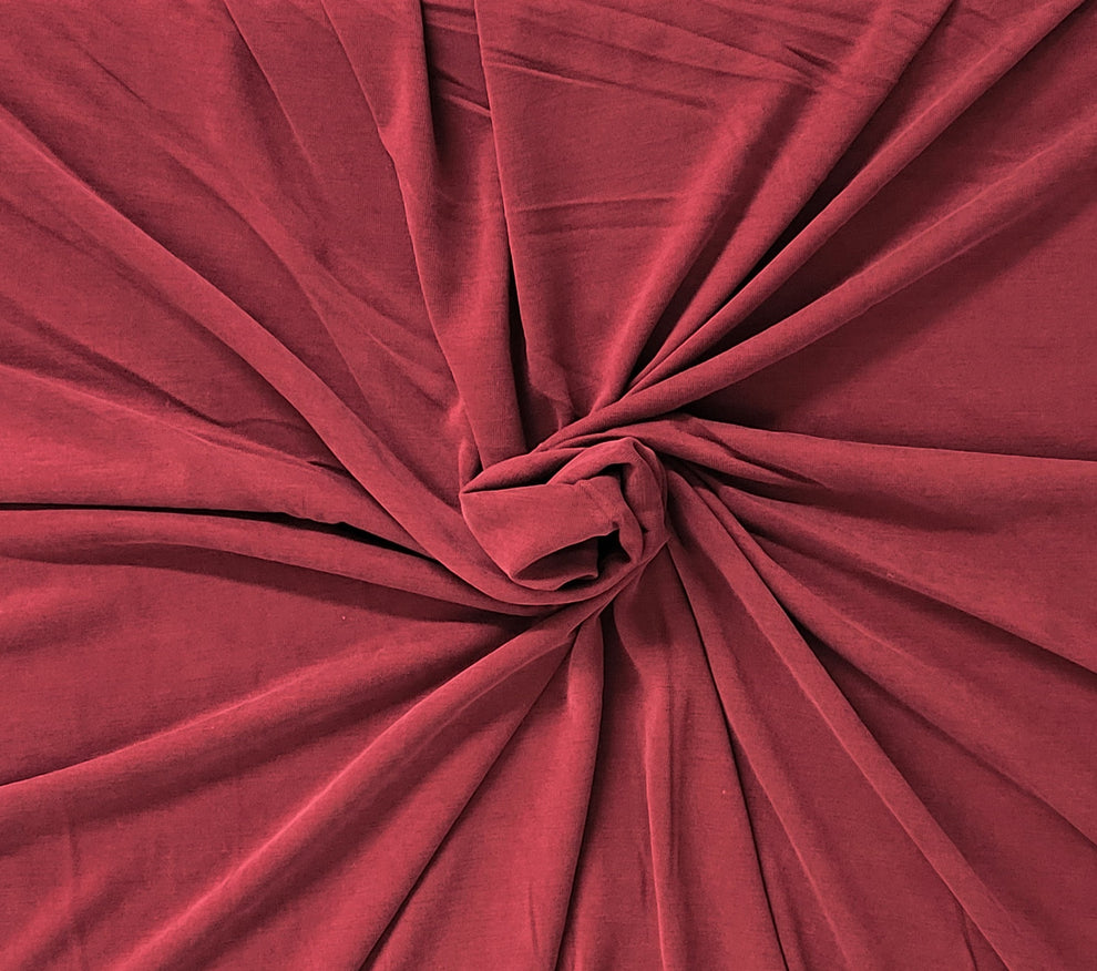 1 Yard Dark Wine Modal Polyester Jersey Knit Fabric with Cupro Feel for Tops and Dresses