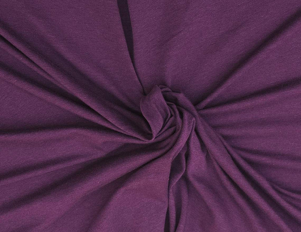 1 Yard Eggplant Bamboo Cotton Spandex Jersey Fabric Soft Stretch Knit