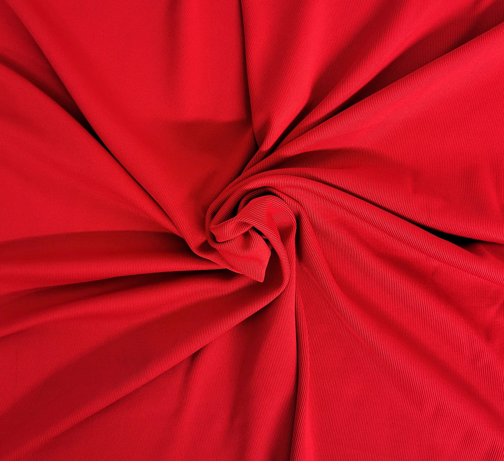 1 Yard Deep Red Nylon Spandex 1x1 Rib Knit Stretch Fabric