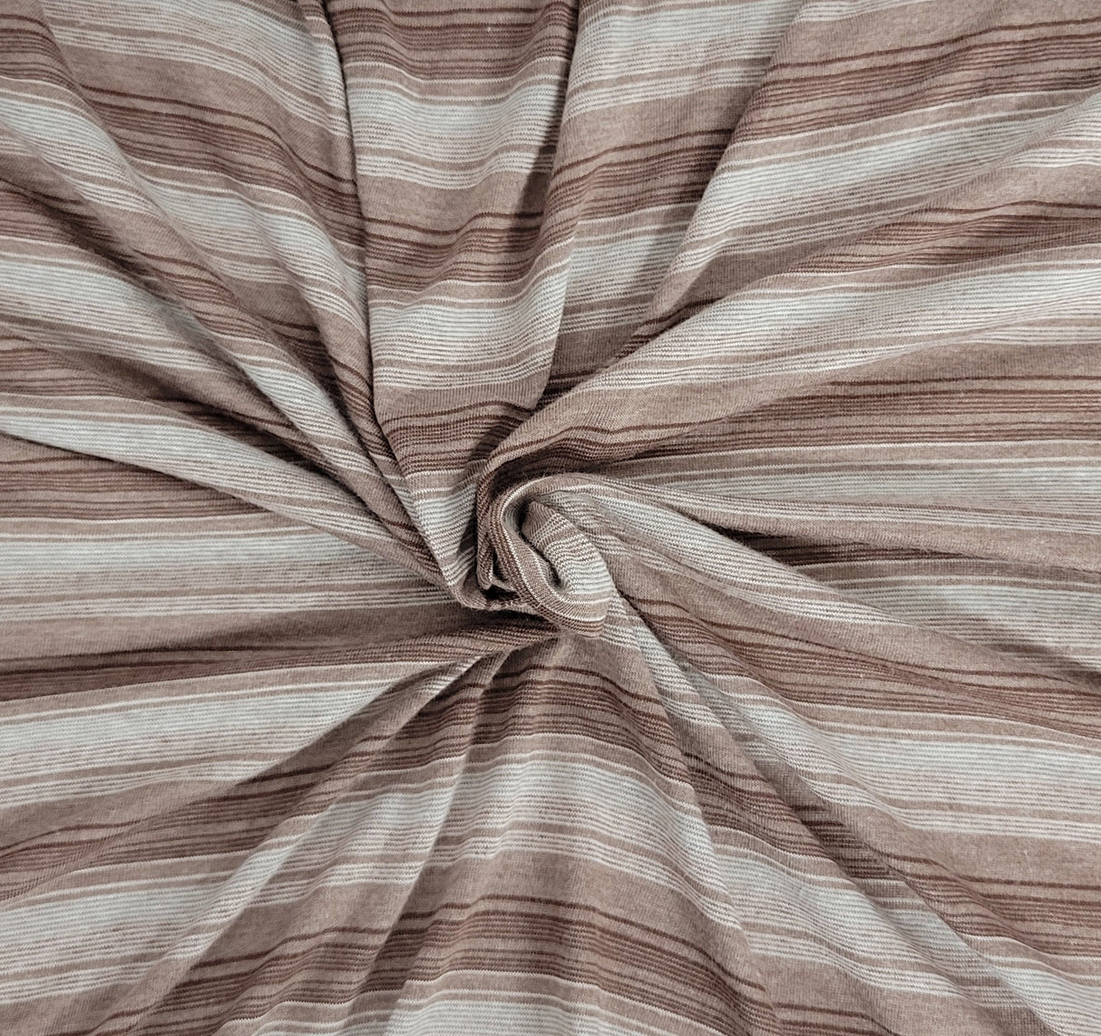 Polyester Jersey Knit Lt Brown Off White Stripes