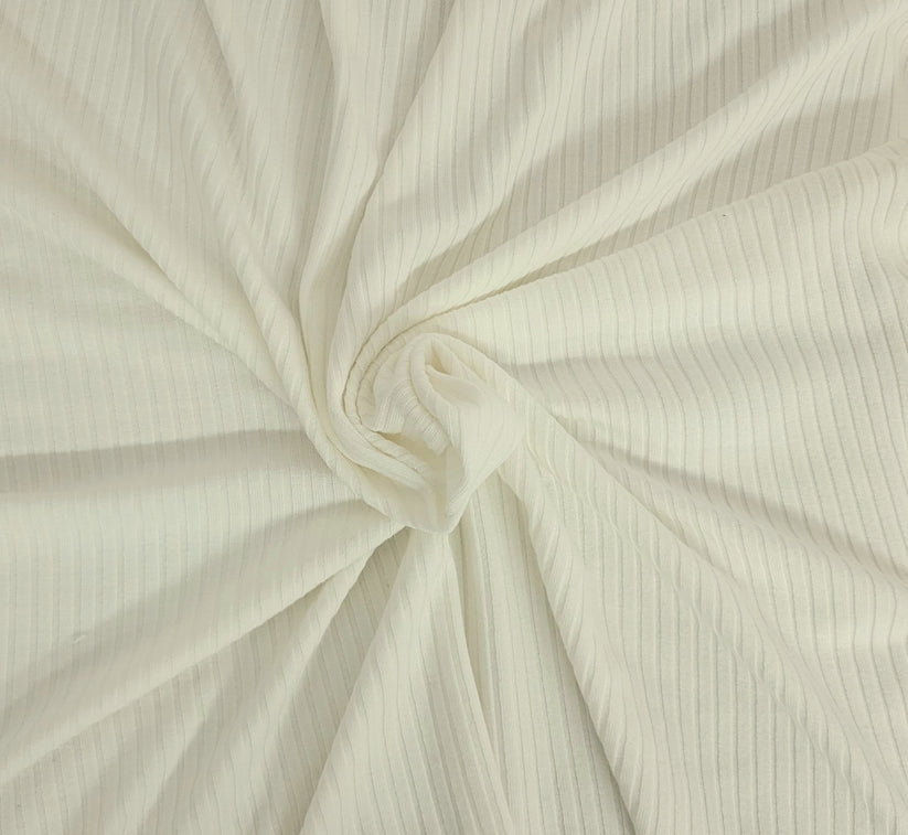 1 Yard PFD Non Optic Modal Spandex 5x3 Rib Knit Stretch Fabric for Tops, Dyeing, and Loungewear