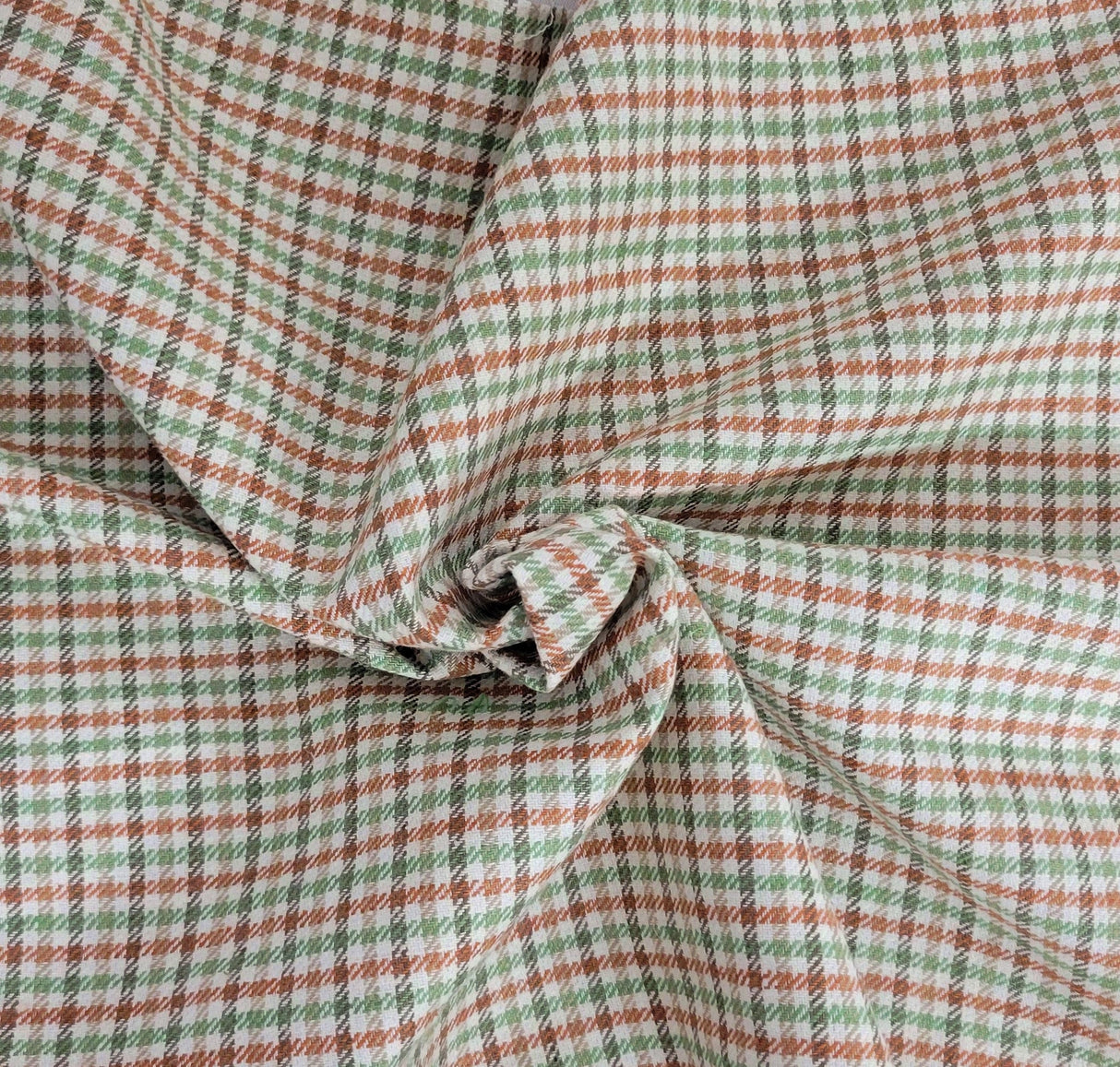 Linen Cotton Gingham Brown Green Taupe
