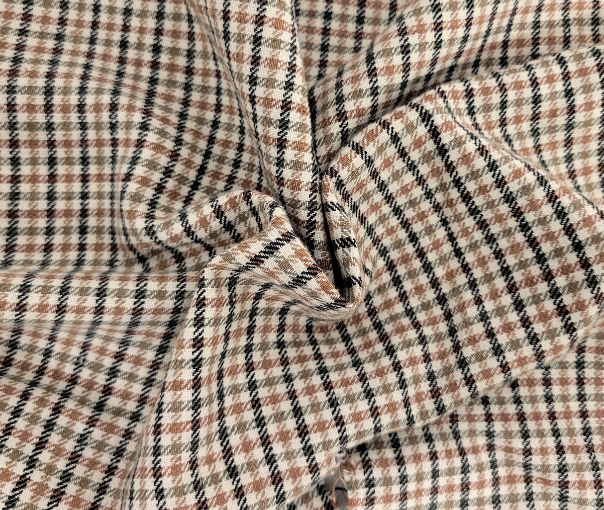 Linen Cotton Gingham Black Olive Brown