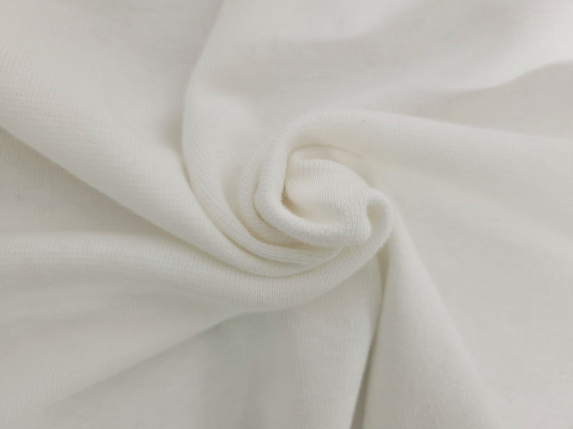 1 Yard Off White PFD Organic Cotton Spandex 1x1 Rib Fabric Soft Stretchy
