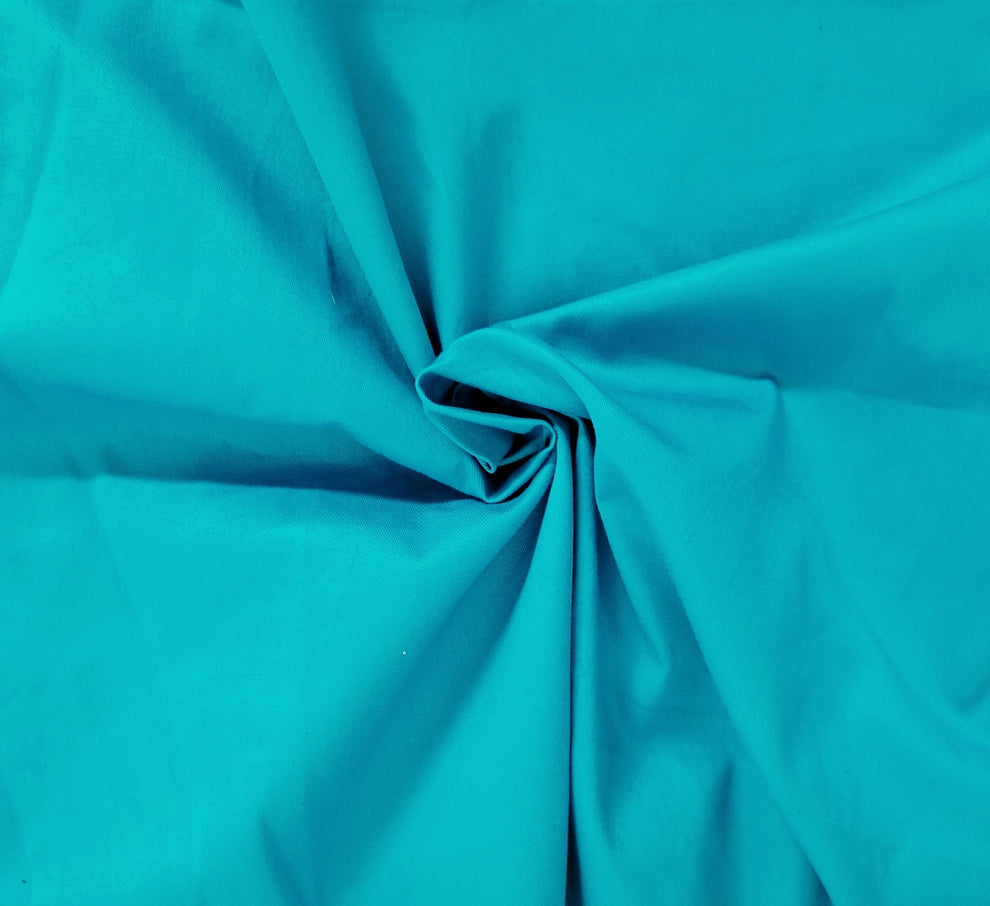 1 Yard Aqua Lightweight Cotton Twill Fabric for Uniforms, Jackets, Skirts, and Upholstery Projects 58" width
