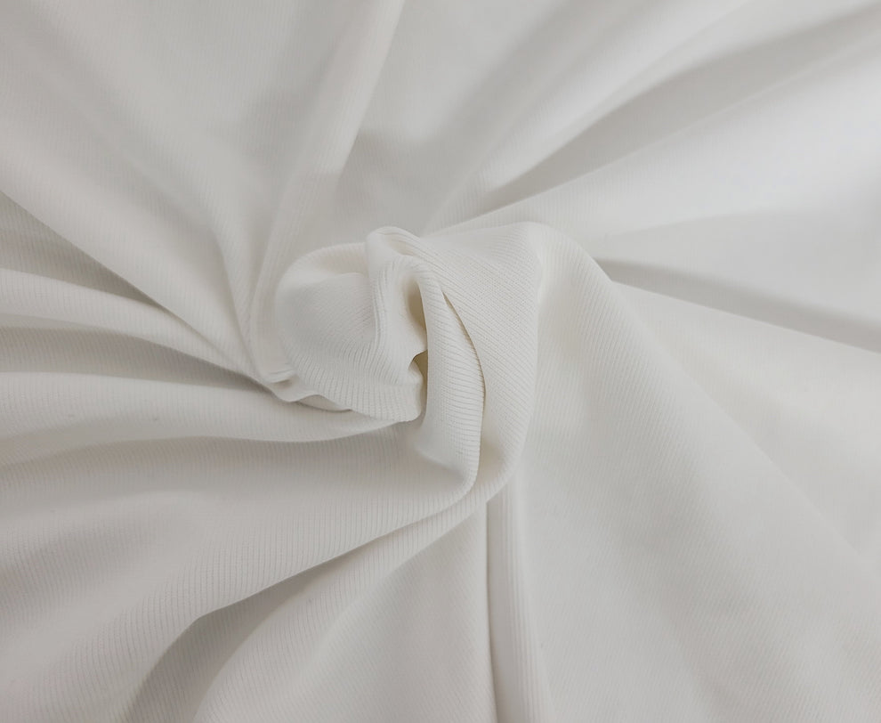 1 Yard White Nylon Spandex 1x1 Rib Knit Fabric Stretchy Soft Durable Material