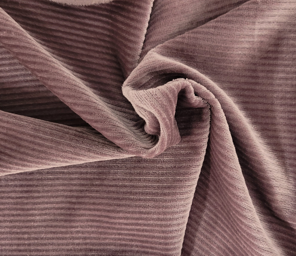 1 Yard Plum Corded Stretch Velvet Velour Fabric for Dresses, Costumes, and Upholstery Projects
