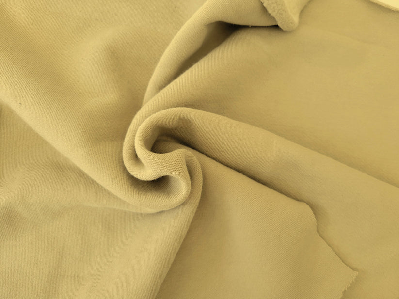 1 Yard Dusty Beige Cotton Fleece Knit Fabric for Hoodies and Cold Weather Apparel