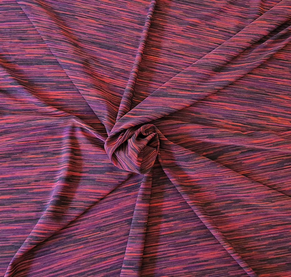 1 Yard Magenta Stripes Polyester Spandex Jersey Knit Fabric for Dresses, Tops, Activewear Projects