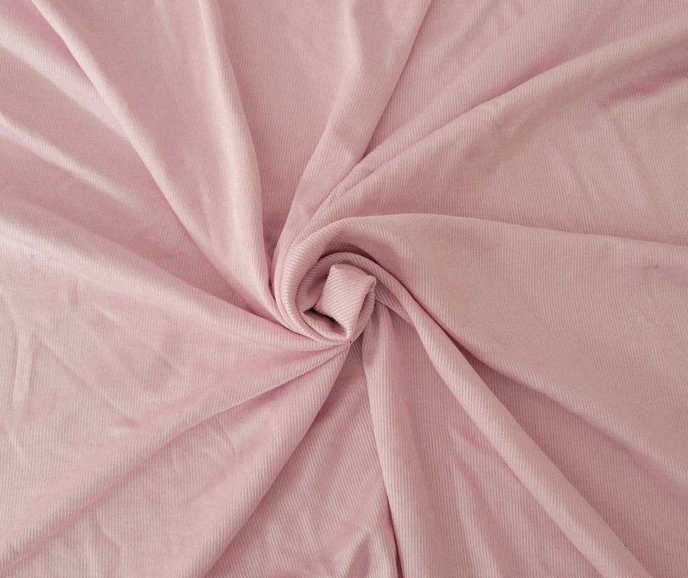 1 Yard Blush Cotton Rayon 1x1 Rib Knit Fabric Soft Stretch Lightweight Ribbed Material for Tops & Babywear