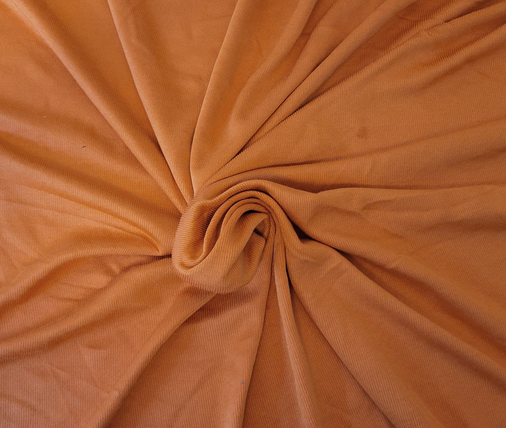 1 Yard Orange Cotton Rayon Rib Knit Fabric Soft Stretch Material For Apparel Sewing Projects