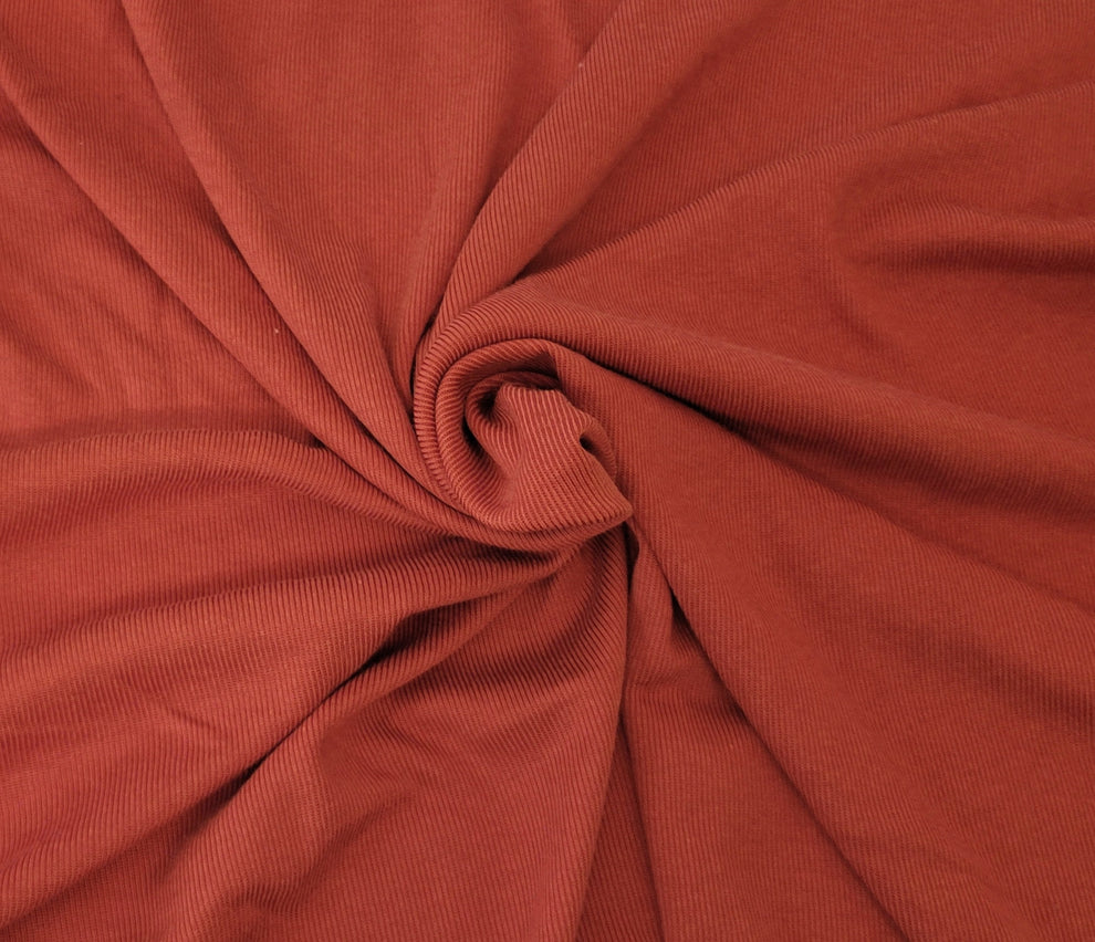 1 Yard Red Orange Cotton Rayon 1x1 Rib Knit Fabric Soft Stretch Material For Clothing Projects