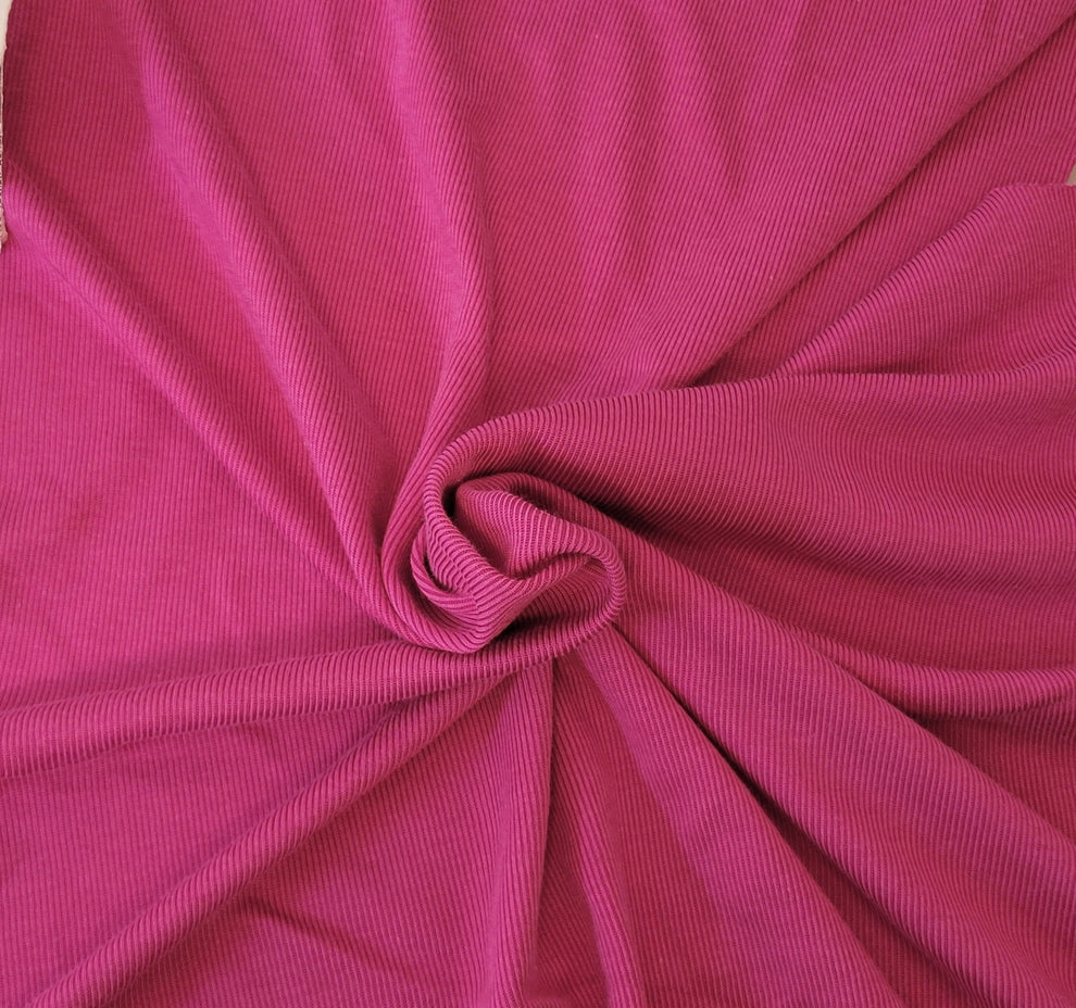 1 Yard Fuchsia Cotton Rayon 1x1 Rib Knit Fabric Stretchy Soft Material