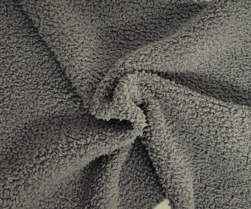 1 Yard Gray Double Sided Minky Sherpa Fleece Plush Knit Fabric