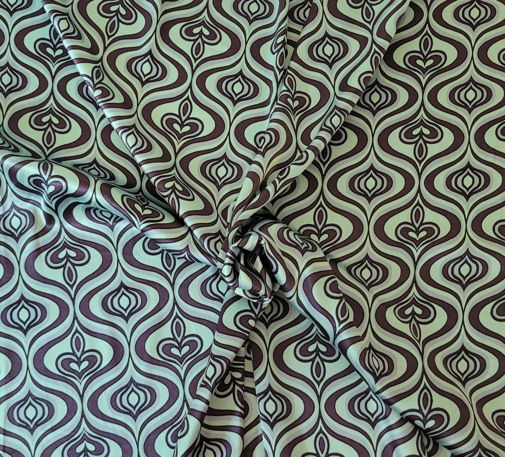 1 Yard Blue Abstract Heart Charmeuse Fabric Polyester Satin Print For Dresses Blouses Scarves Crafts Sewing