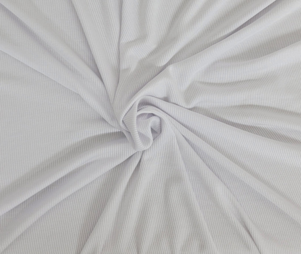 1 Yard White 2x1 Rib Knit Fabric Stretch Spandex Material for Tops Dresses