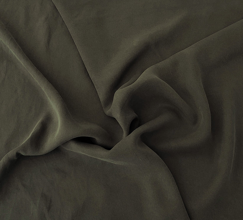 1 Yard Olive Cupro Tencel Twill Fabric For Blouses Skirts Trousers Dresses Home Décor 60 Inch Wide