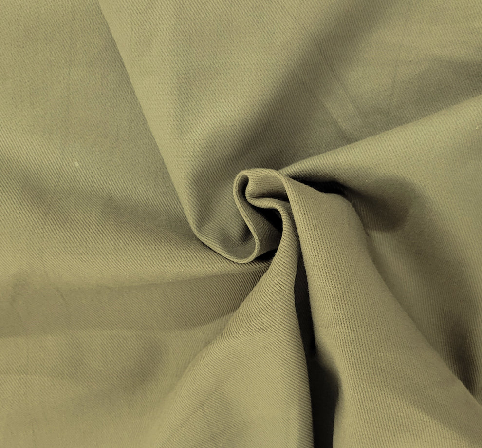 1 Yard Lt Olive Cotton Bull Denim Heavyweight Pre Washed Durable Fabric 62 Inch Width