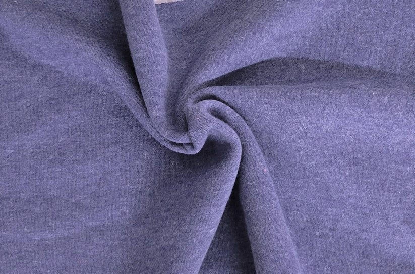 1 Yard Washed Purple Cotton Blend Fleece Knit Fabric Soft Sweatshirt Material Warm