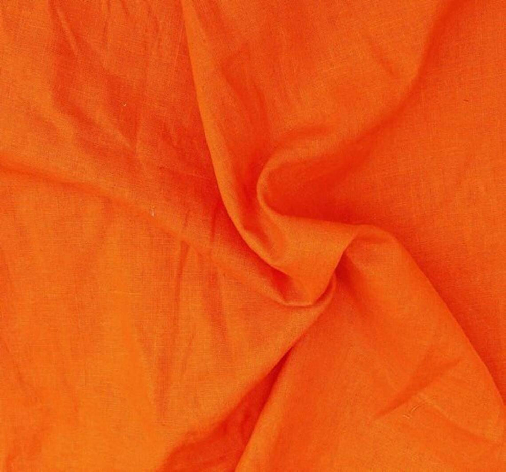 1 Yard Bright Orange Linen Cotton Fabric Breathable Woven Linen Cotton Blend for Apparel, Crafts, and Home Décor