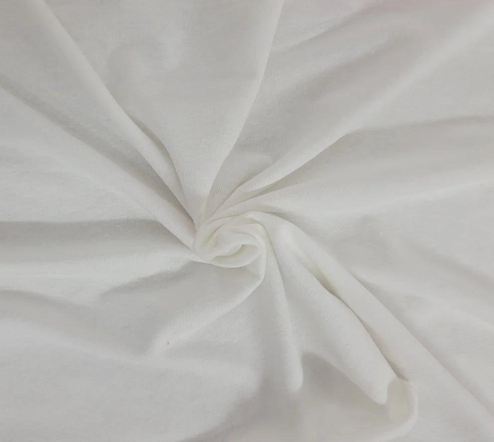 1 Yard White Hemp Cotton Recycled Poly Spandex Jersey Knit Fabric Soft Stretchy Durable