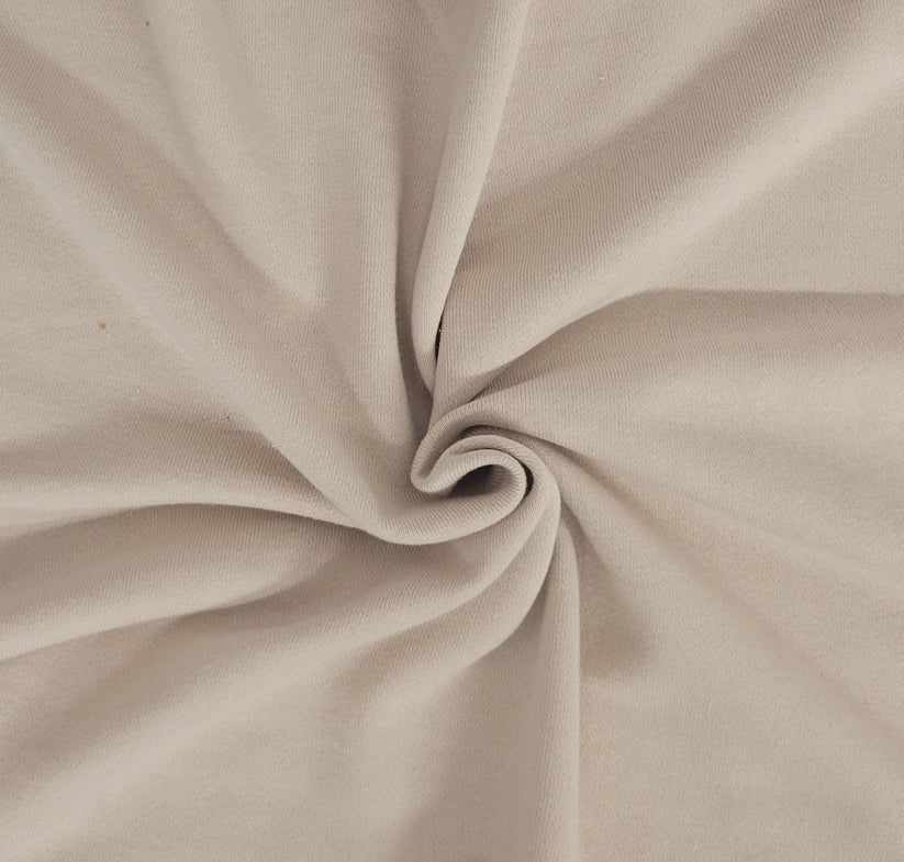 1 Yard Nude Cotton French Terry Knit Fabric Midweight Soft Loop Back Knit