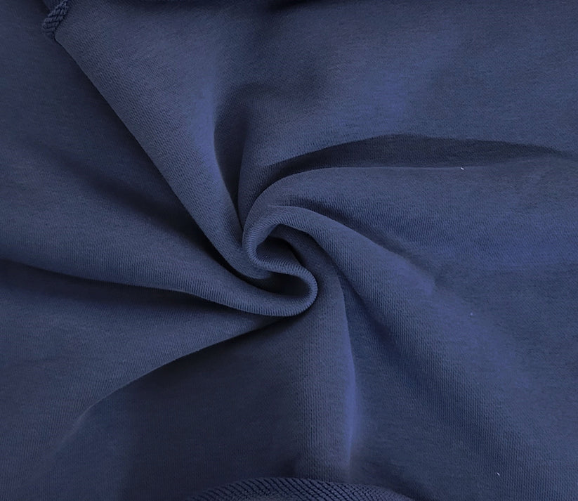1 Yard Navy Silk Cotton French Terry Knit Combines the Softness of Silk.