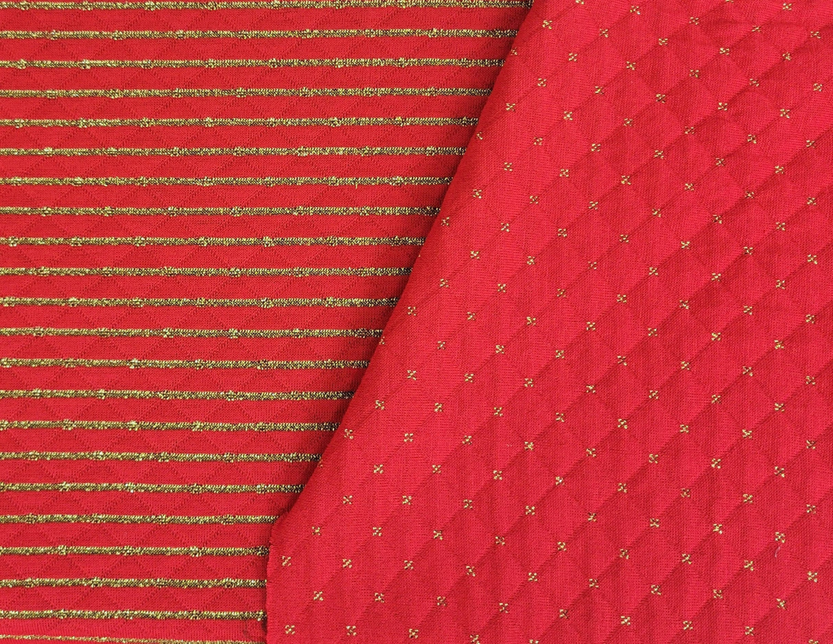 Double Knit Reversible Red Gold Stripe