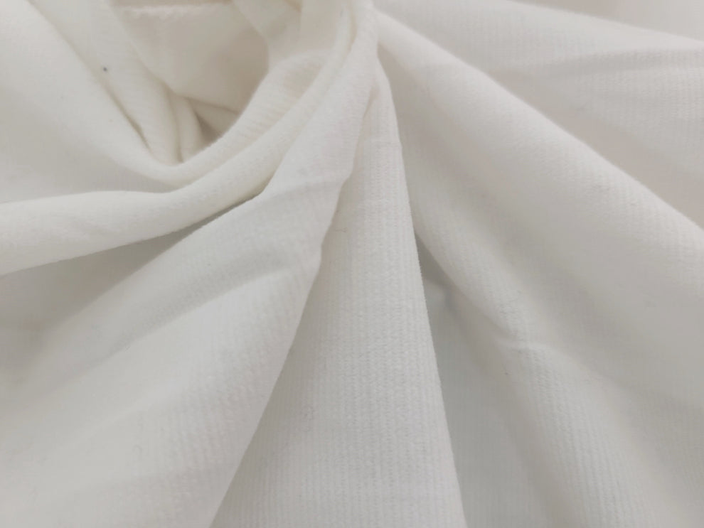 1 Yard White PFD 100% Cotton Corduroy 28 Fine Wale Fabric Soft Durable Material