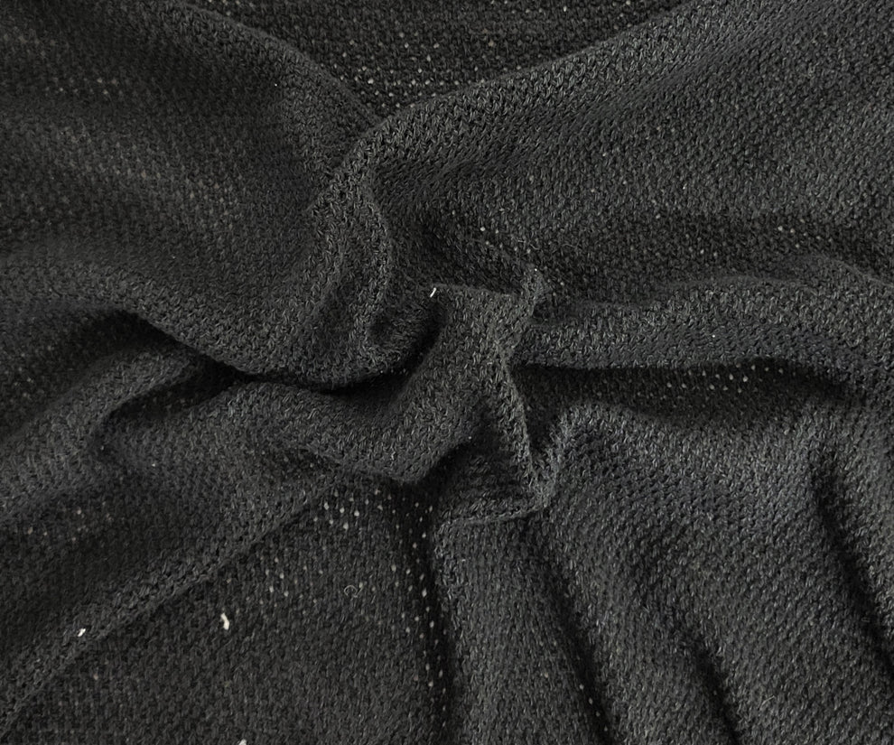 1 Yard Black Cotton Sweater Knit Soft, Stretchy Fabric for Cozy Apparel & DIY Fashion Projects
