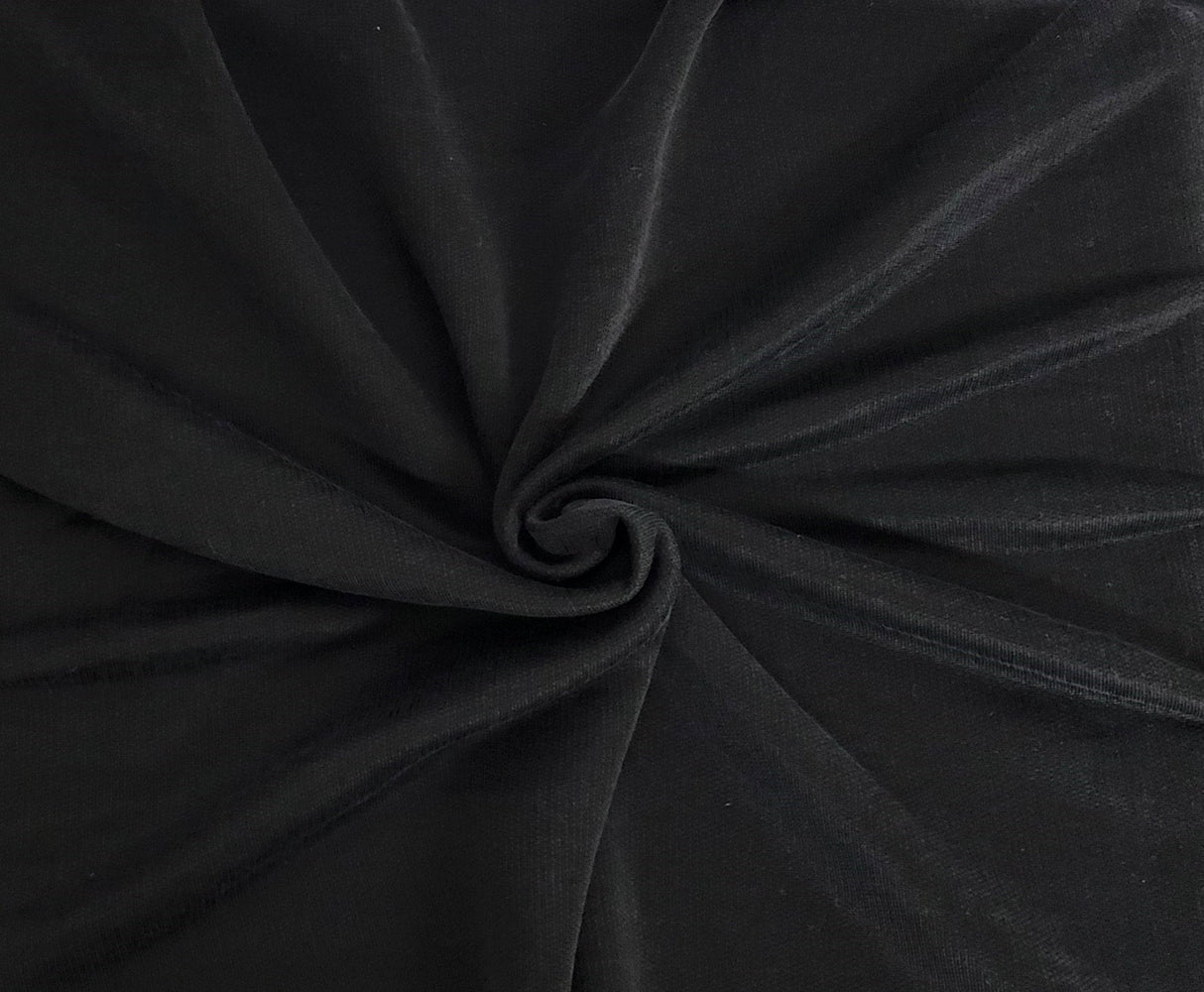French Terry Knit Black Cotton Rayon Blend