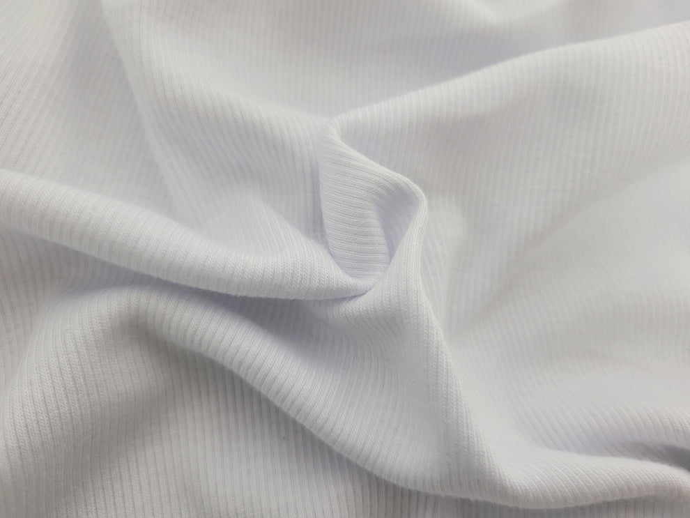 1 Yard White Knit Modal Cotton Spandex Fabric for Cuffs, Tops, Loungewear, and Babywear