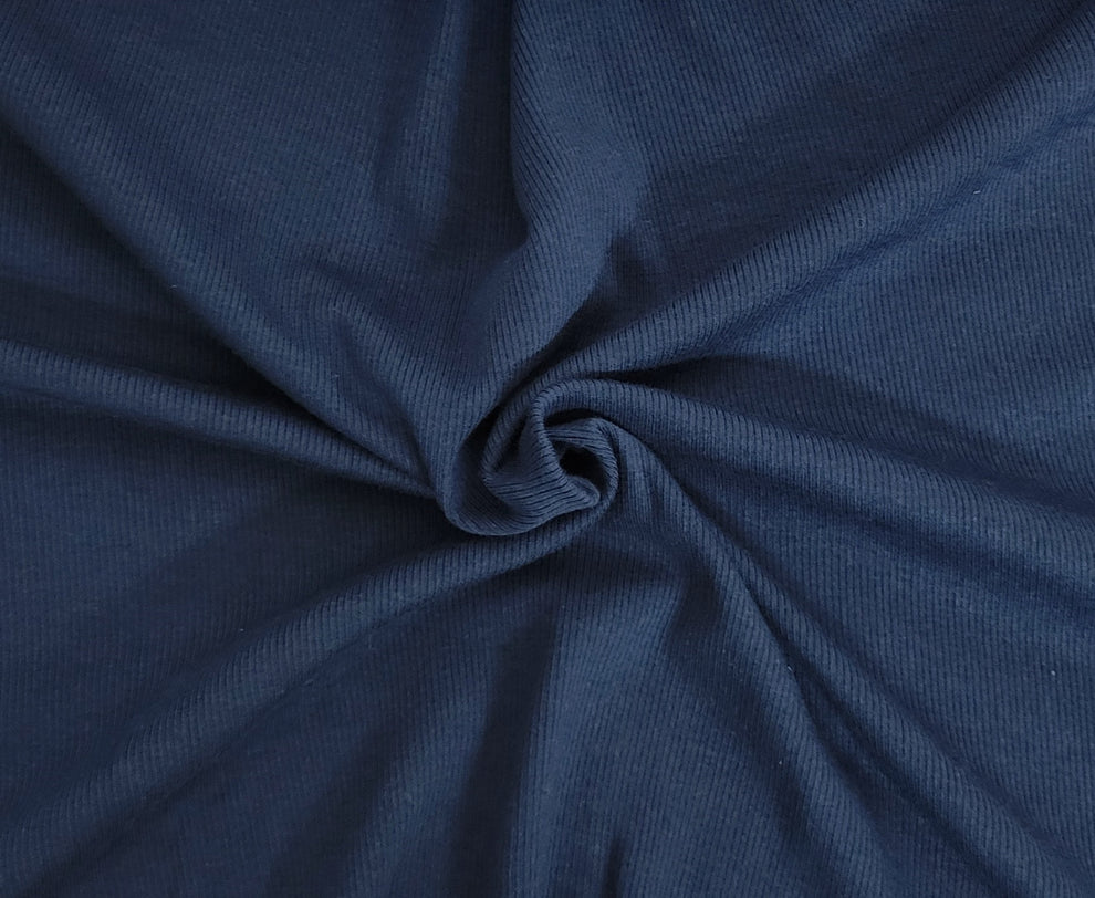 1 Yard Navy 2x1 Rib Modal Cotton Spandex Fabric Soft Stretch Durable Knit
