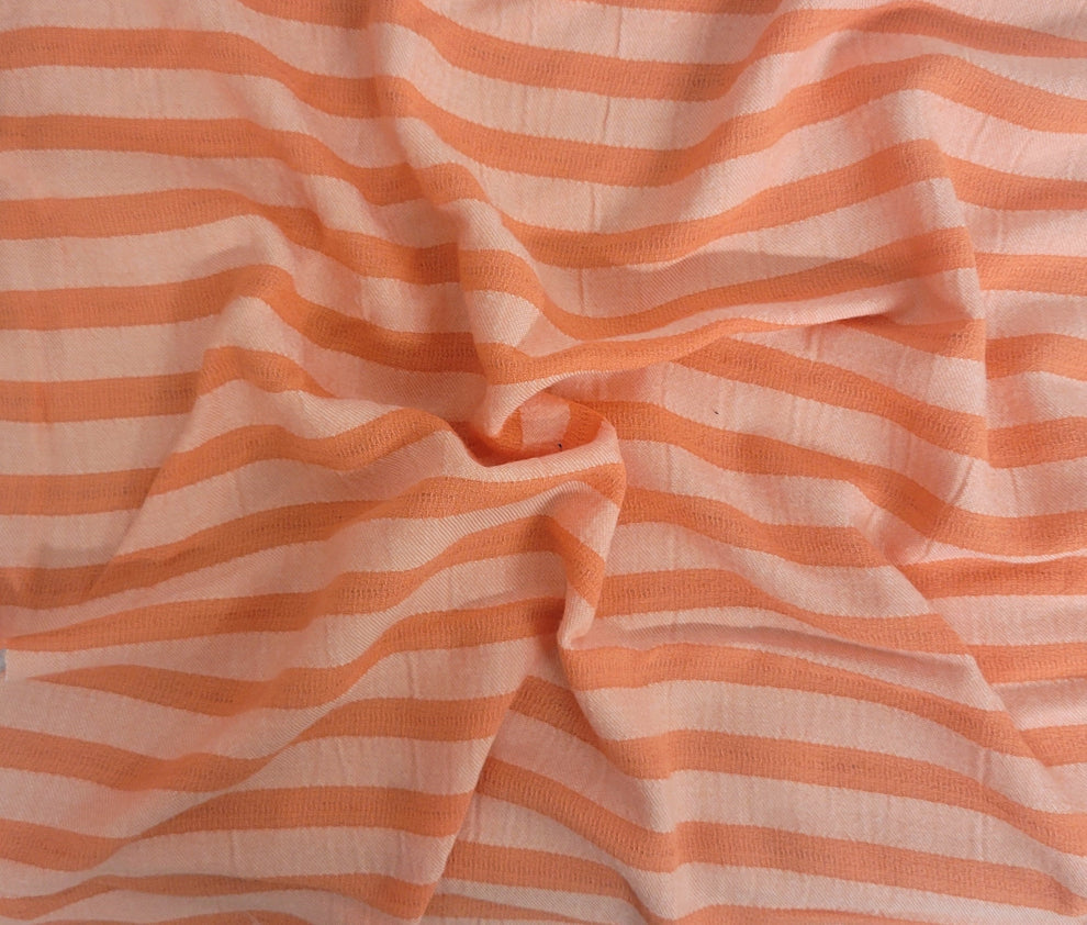 1 Yard Orange Yarn Dye Stripe Rayon Acetate Fabric Soft Lightweight Material