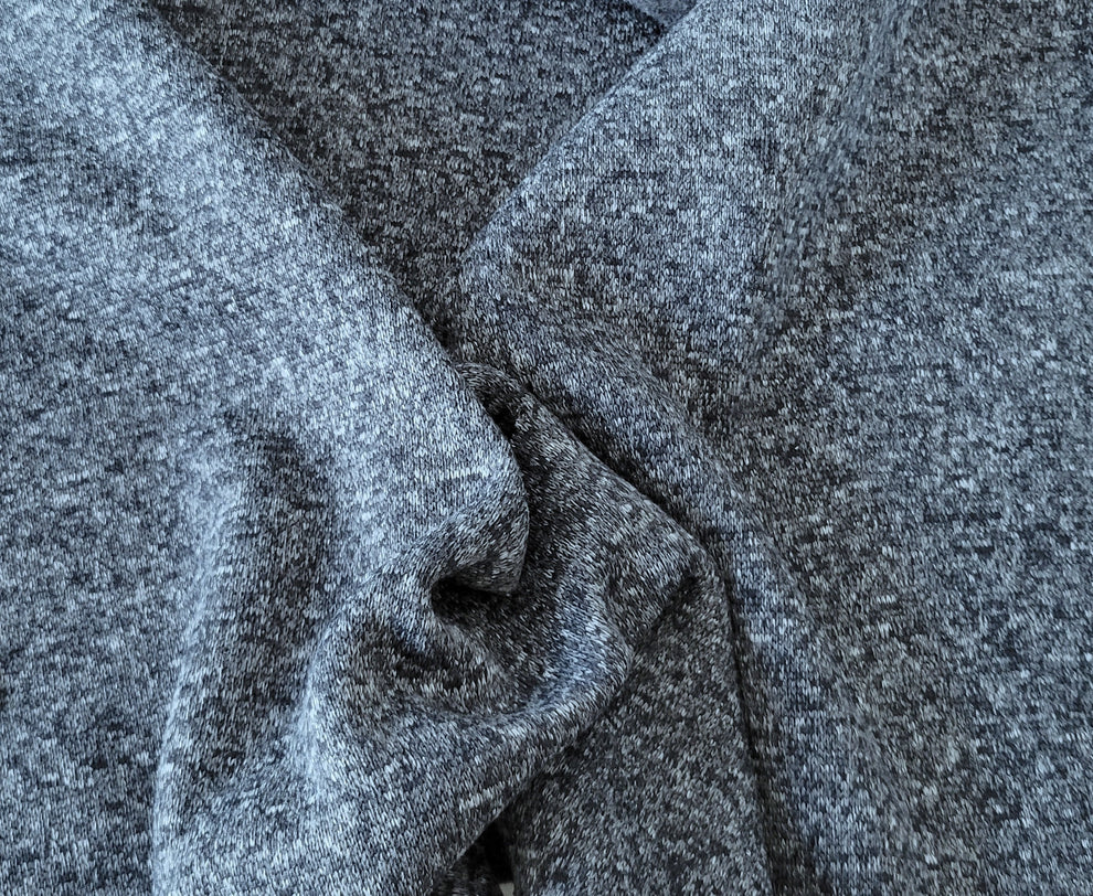1 Yard Heather Denim Polyester Fleece Knit Fabric 310 GSM Soft Warm Sewing Material